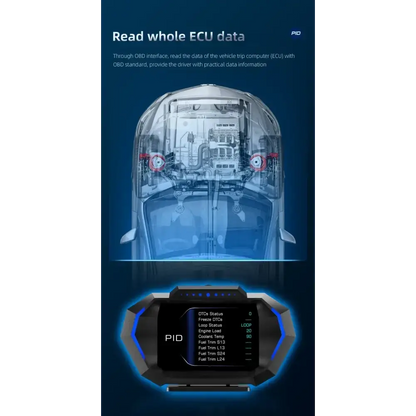 Affichage tête haute OBD + GPS HUD P24 pour voiture compteur de vitesse numérique température de l’eau consommation