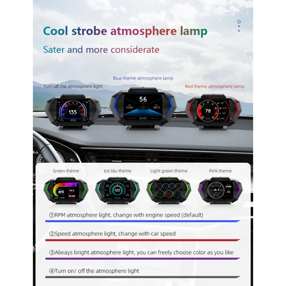 Affichage tête haute OBD + GPS HUD P24 pour voiture compteur de vitesse numérique température de l’eau consommation