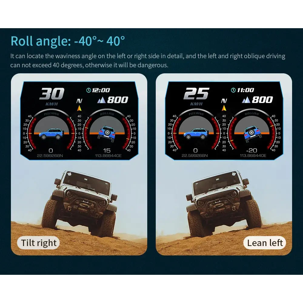 Affichage tête haute OBD + GPS HUD P24 pour voiture compteur de vitesse numérique température de l’eau consommation