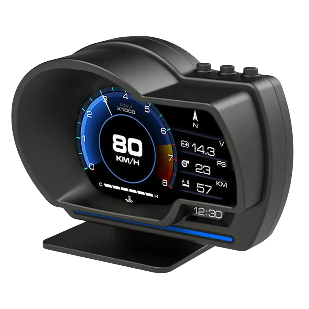 Affichage tête haute OBD2 + GPS jauge intelligente voiture HUD compteur de vitesse Turbo RPM alarme pour voiture camion