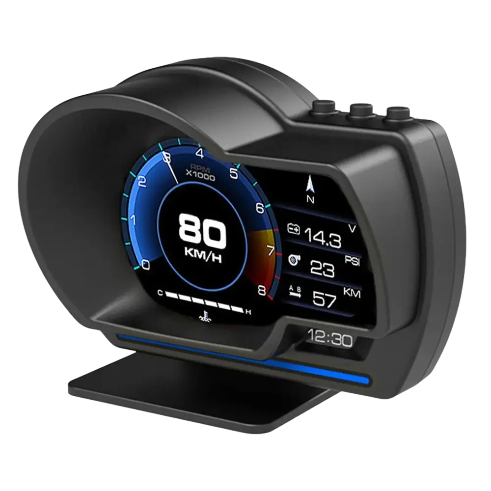 Affichage tête haute OBD2 + GPS jauge intelligente voiture HUD compteur de vitesse Turbo RPM alarme pour voiture camion