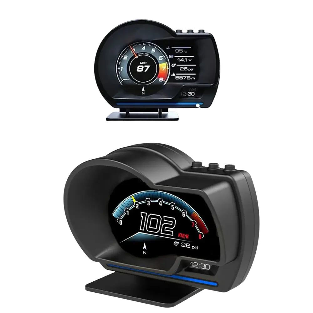 Affichage tête haute OBD2 + GPS jauge intelligente voiture HUD compteur de vitesse Turbo RPM alarme pour voiture camion