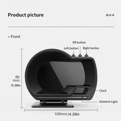 Affichage tête haute OBD2 + GPS jauge intelligente voiture HUD compteur de vitesse Turbo RPM alarme pour voiture camion