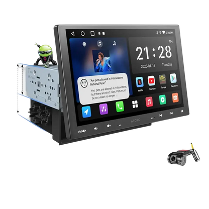 ATOTO Android autoradio 10 pouces simple 1 Din sans fil Apple CarPlay Android Auto écran 1Din autoradio lecteur
