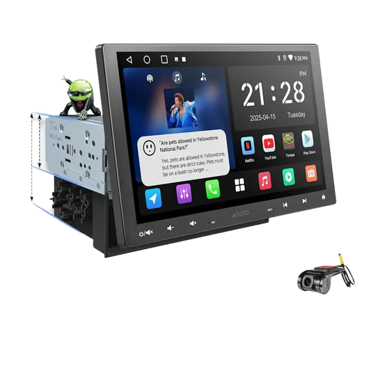 ATOTO Android autoradio 10 pouces simple 1 Din sans fil Apple CarPlay Android Auto écran 1Din autoradio lecteur