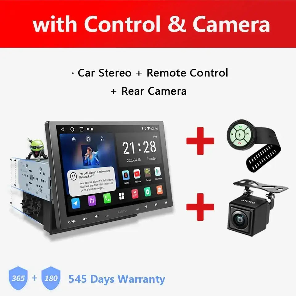 ATOTO Android autoradio 10 pouces simple 1 Din sans fil Apple CarPlay Android Auto écran 1Din autoradio lecteur