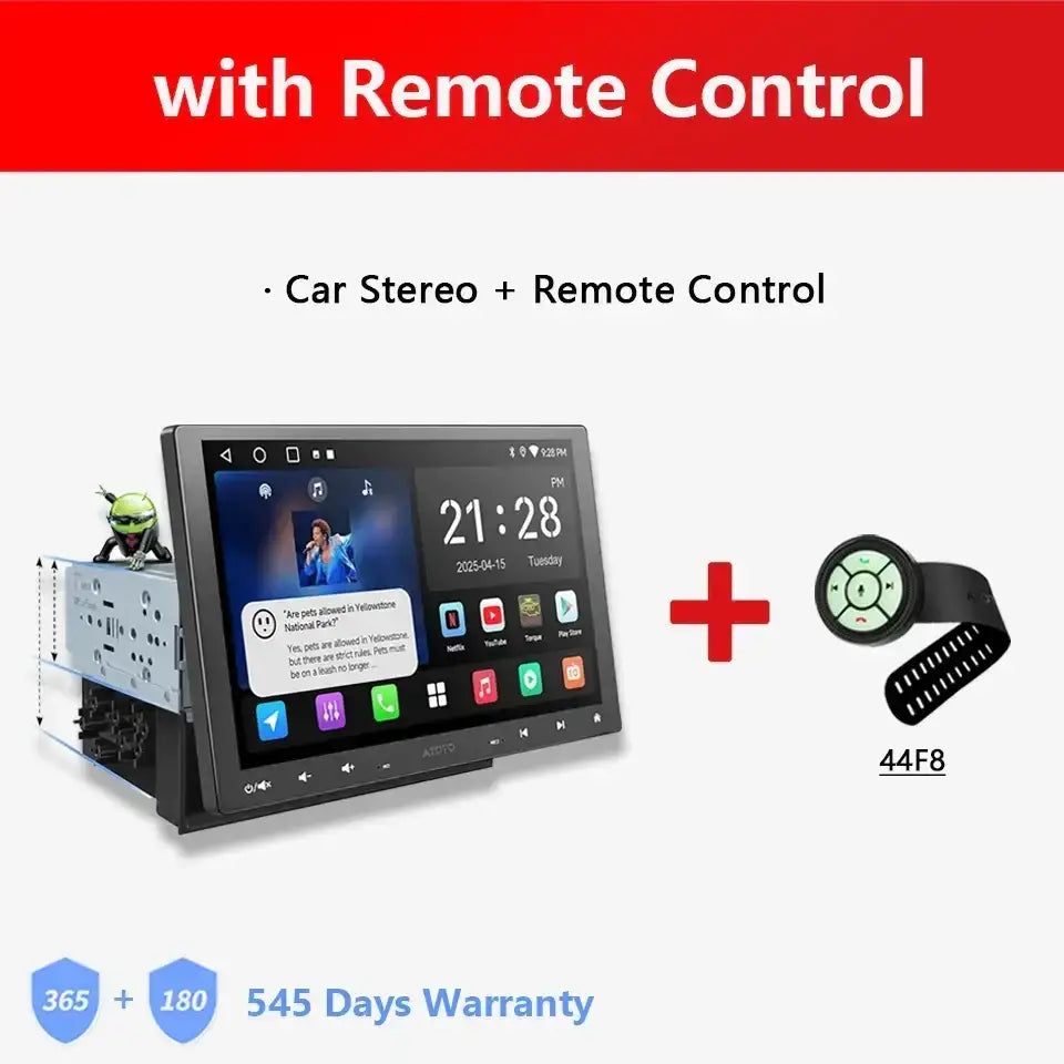 ATOTO Android autoradio 10 pouces simple 1 Din sans fil Apple CarPlay Android Auto écran 1Din autoradio lecteur