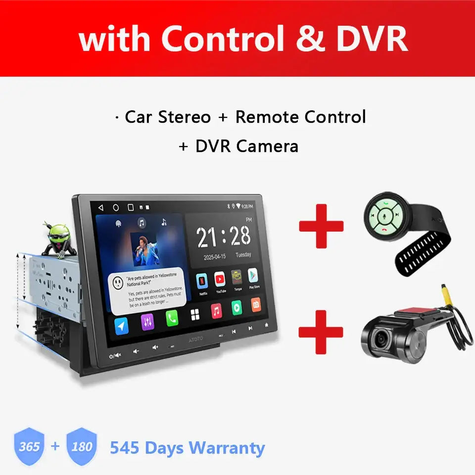 ATOTO Android autoradio 10 pouces simple 1 Din sans fil Apple CarPlay Android Auto écran 1Din autoradio lecteur