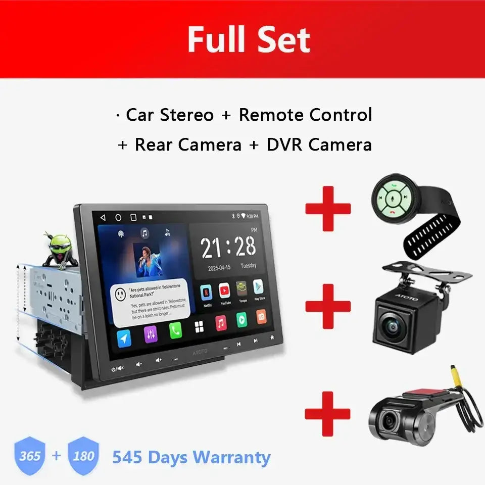 ATOTO Android autoradio 10 pouces simple 1 Din sans fil Apple CarPlay Android Auto écran 1Din autoradio lecteur