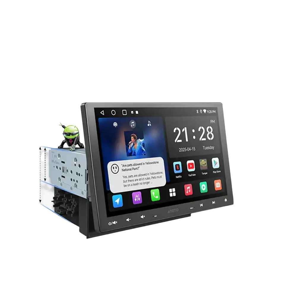 ATOTO Android autoradio 10 pouces simple 1 Din sans fil Apple CarPlay Android Auto écran 1Din autoradio lecteur