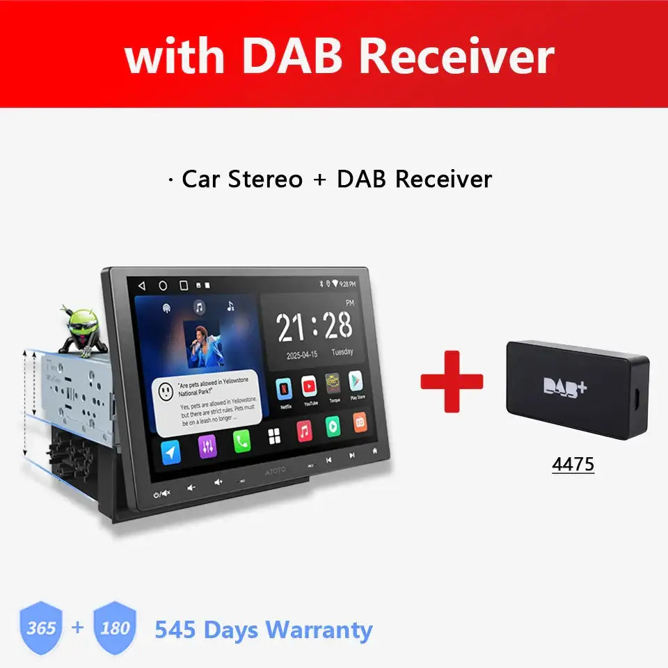 ATOTO Android autoradio 10 pouces simple 1 Din sans fil Apple CarPlay Android Auto écran 1Din autoradio lecteur