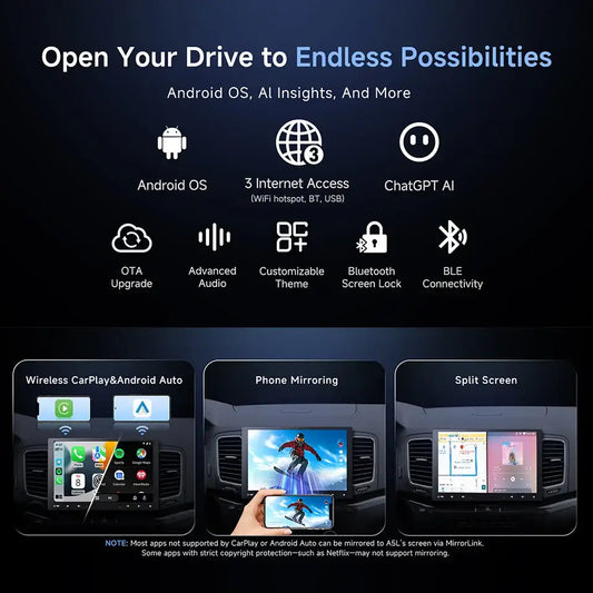 ATOTO Android autoradio 10 pouces simple 1 Din sans fil Apple CarPlay Android Auto écran 1Din autoradio lecteur