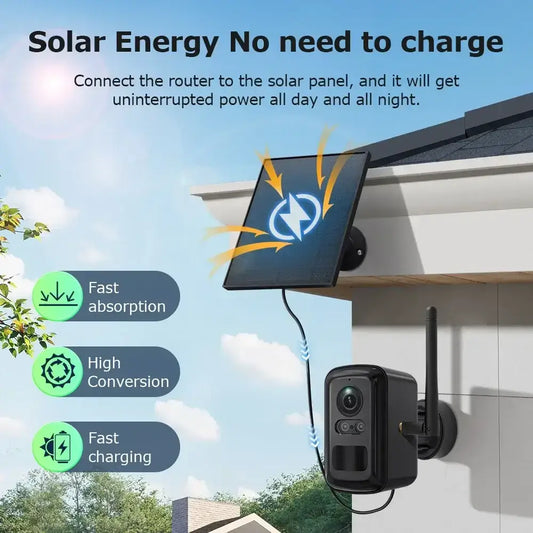 Caméra à batterie solaire 5MP avec Kit combiné Hub domestique 7800mAh alimenté par panneau solaire WIFI CCTV ensemble