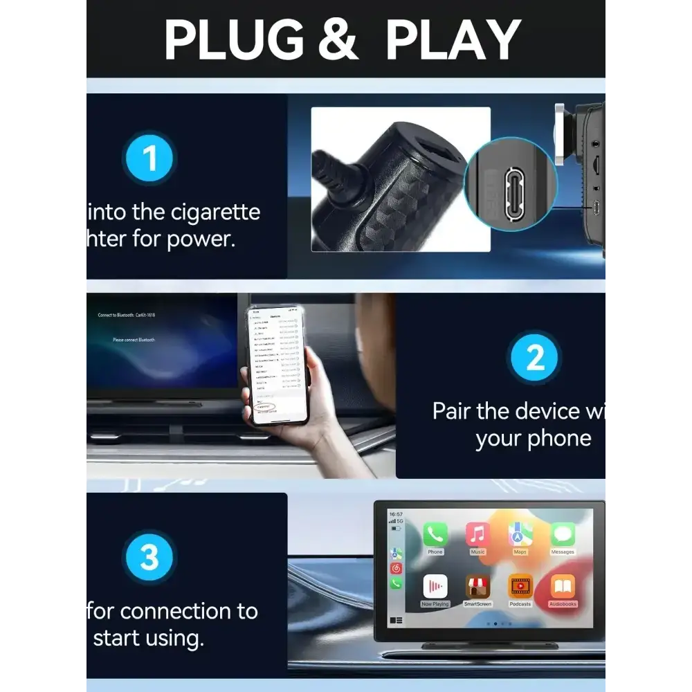 Carplay portable universel pour écran de voiture écran Carplay sans fil stéréo de voiture sans fil avec Carplay Android