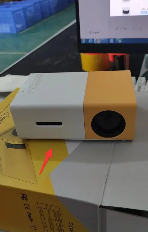 Projecteur portable compact YG300 LED cinéma maison blanc orange