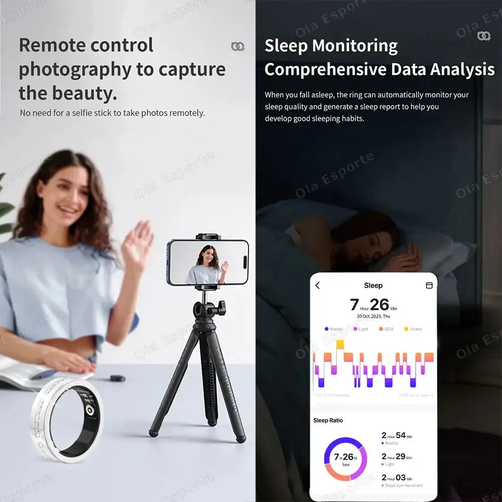 Diamond Fashion Women Smart Ring With Box IP68 Waterproof Lady ring Heart Rate Health Monitor Sports Pedometer Fitness