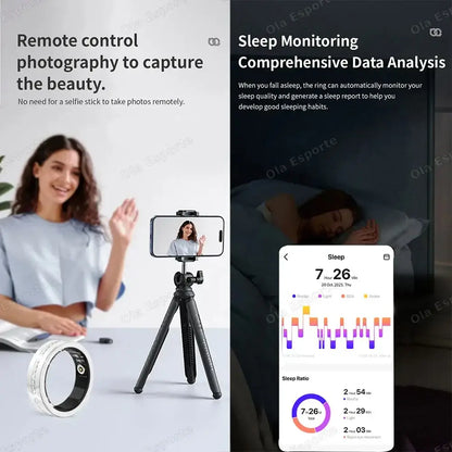 Diamond Fashion Women Smart Ring With Box IP68 Waterproof Lady ring Heart Rate Health Monitor Sports Pedometer Fitness