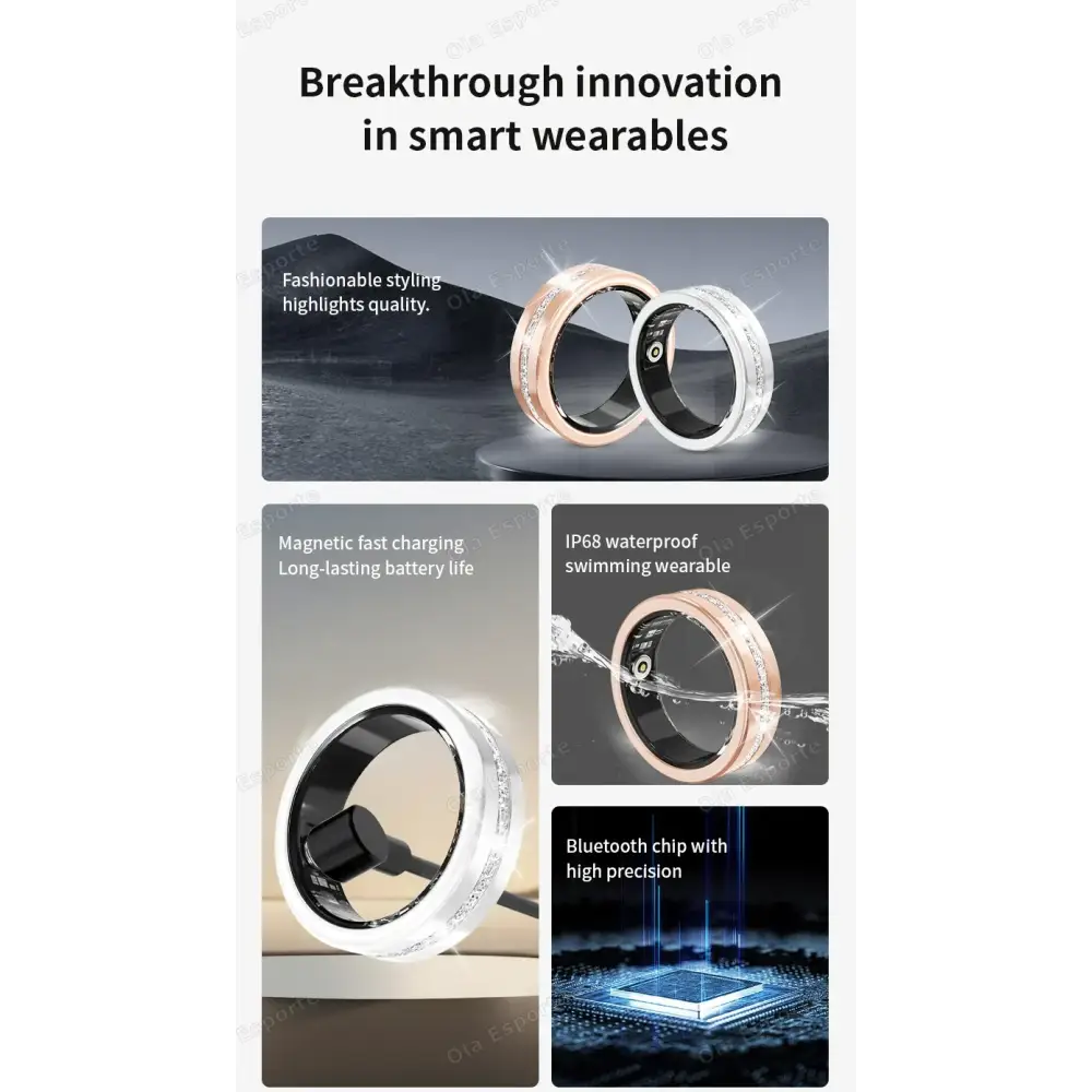 Diamond Fashion Women Smart Ring With Box IP68 Waterproof Lady ring Heart Rate Health Monitor Sports Pedometer Fitness