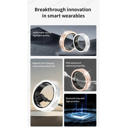 Diamond Fashion Women Smart Ring With Box IP68 Waterproof Lady ring Heart Rate Health Monitor Sports Pedometer Fitness