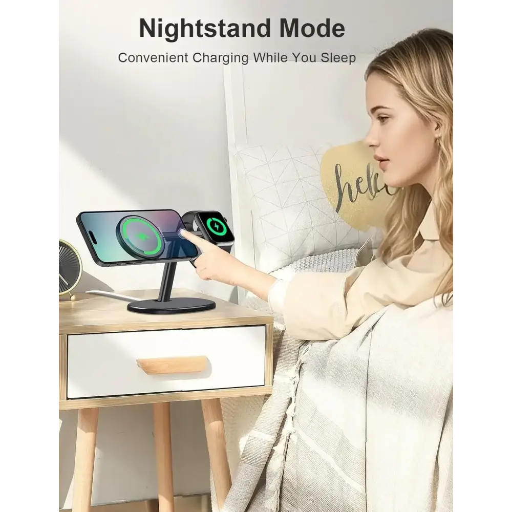 EWA – station de chargement MagSafe 2 en 1 pour iPhone 16/15/14/13/12 et Apple Watch Series SE station d’accueil