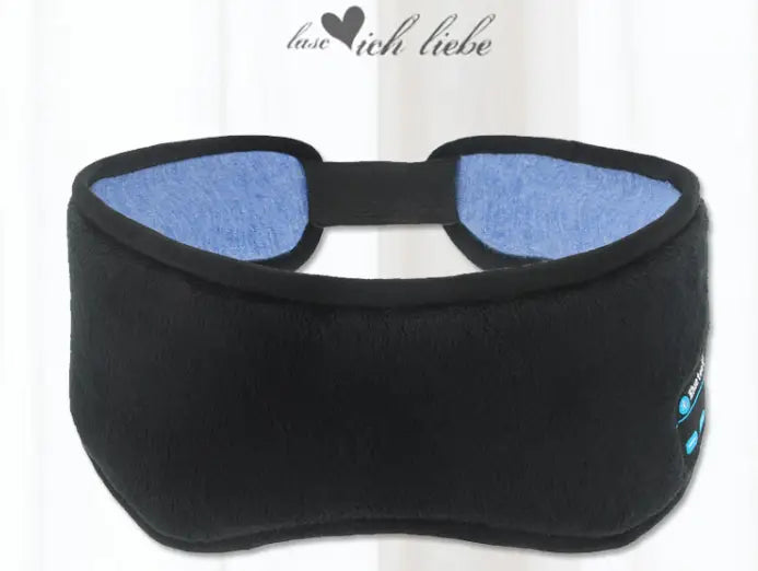 Bandeau Bluetooth Headphone en tissu noir avec doublure bleue rembourrée et panneau de contrôle latéral