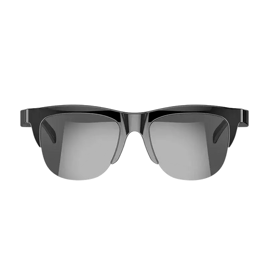 Lunettes de soleil noires avec verres gris réfléchissants style clubmaster