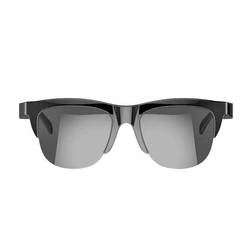 Lunettes de soleil noires avec verres gris réfléchissants style clubmaster