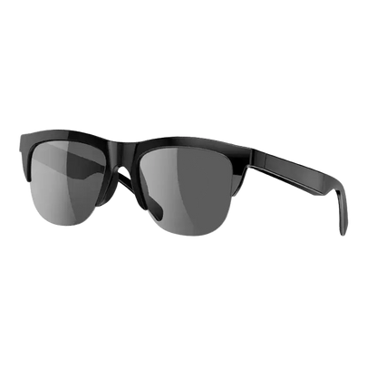 Lunettes de soleil noires demi-monture avec verres miroirs réfléchissants