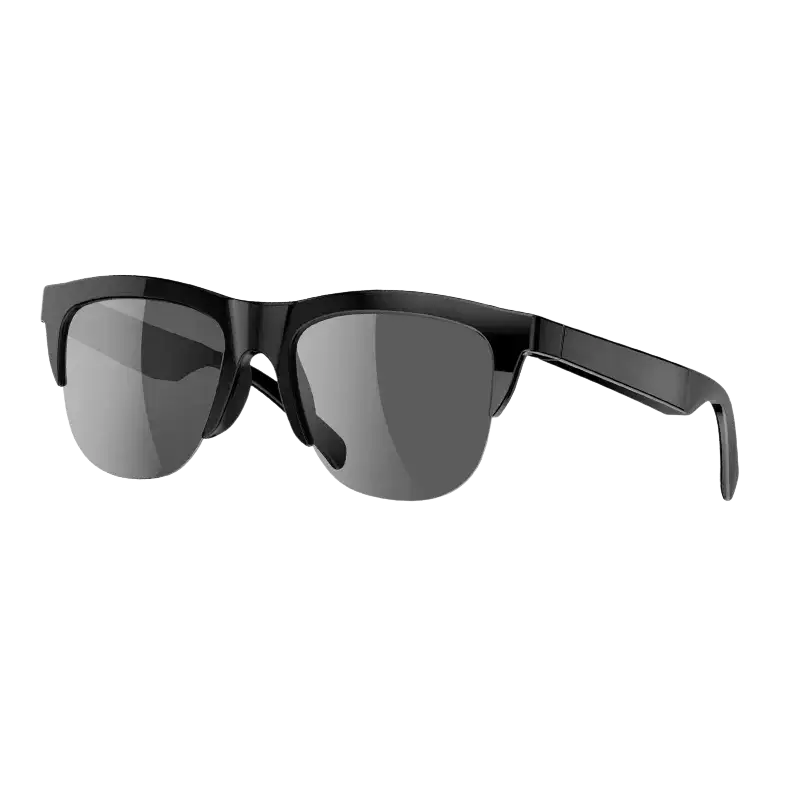 Lunettes de soleil noires demi-monture avec verres miroirs réfléchissants