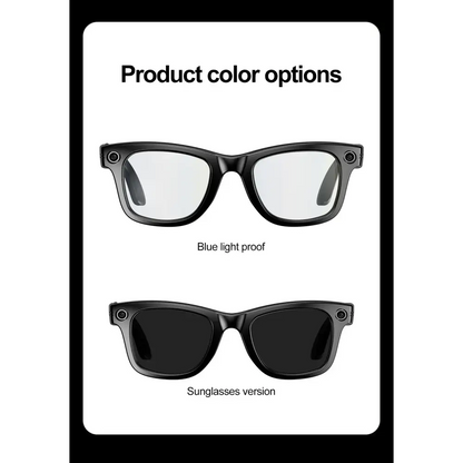 Lunettes noires avec options verres anti-lumière bleue et version lunettes de soleil