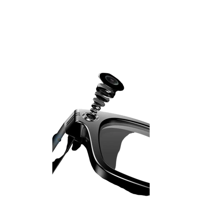 Lunettes noires avec caméra ultra-large 720p et microphone omnidirectionnel pour vidéo HD et audio de haute qualité