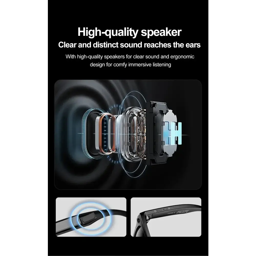 Haut-parleur de haute qualité intégré dans des lunettes intelligentes pour un son clair et immersif