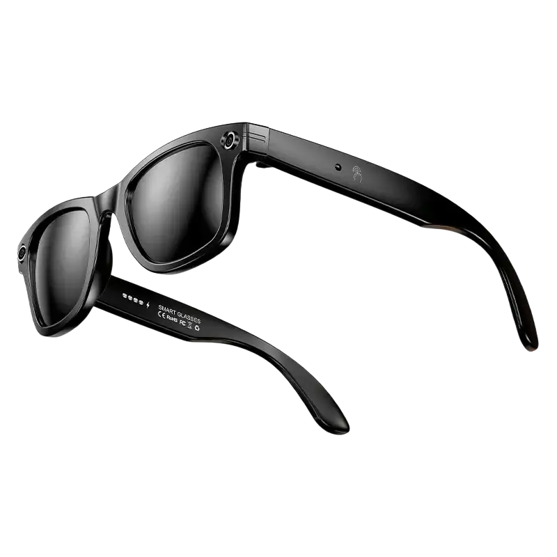 Lunettes noires intelligentes LIGE avec fonction appel sans fil, caméra, dialogue et enregistrement AI
