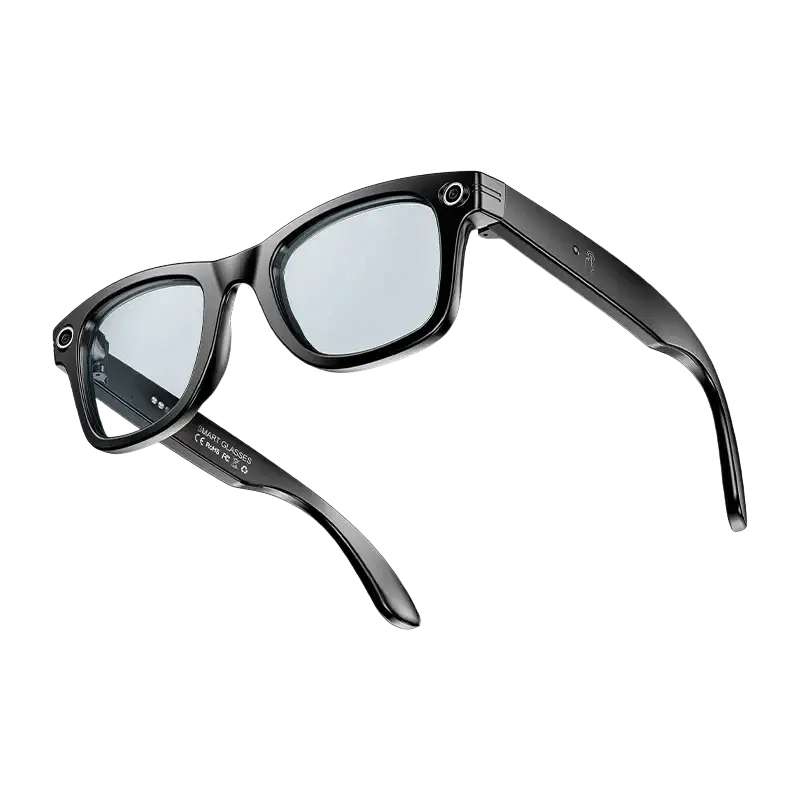 Lunettes intelligentes noires LIGE avec appel sans fil, caméra, dialogue IA et enregistrement audio