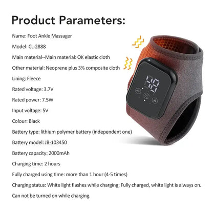 Masseur de pieds électrique Intelligent Vibration pression d’air attelle de cheville compresse chaude points