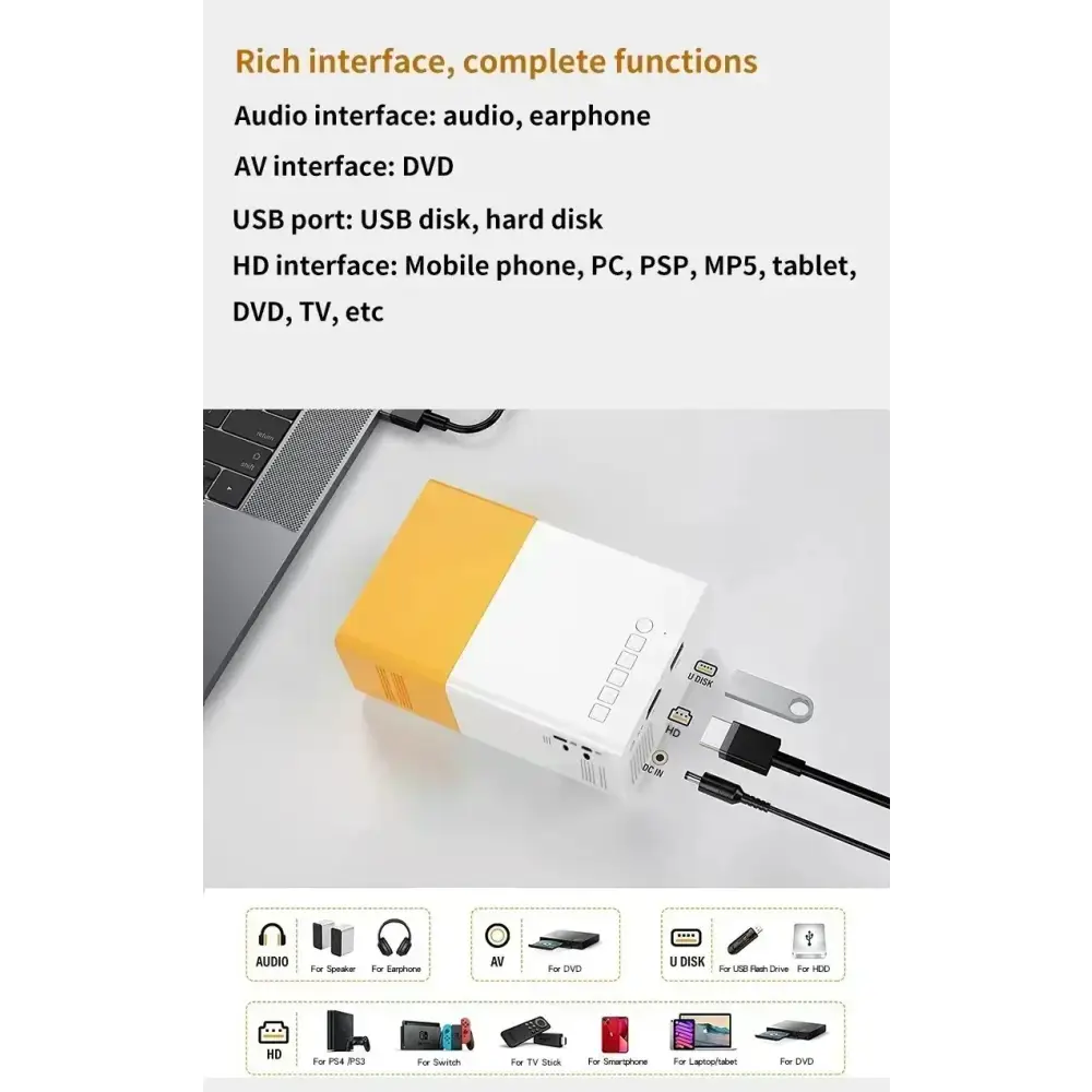 Mini-budgétaire portable standard YG300 138 TV Yler Light 3D LED 4K 1080P HD