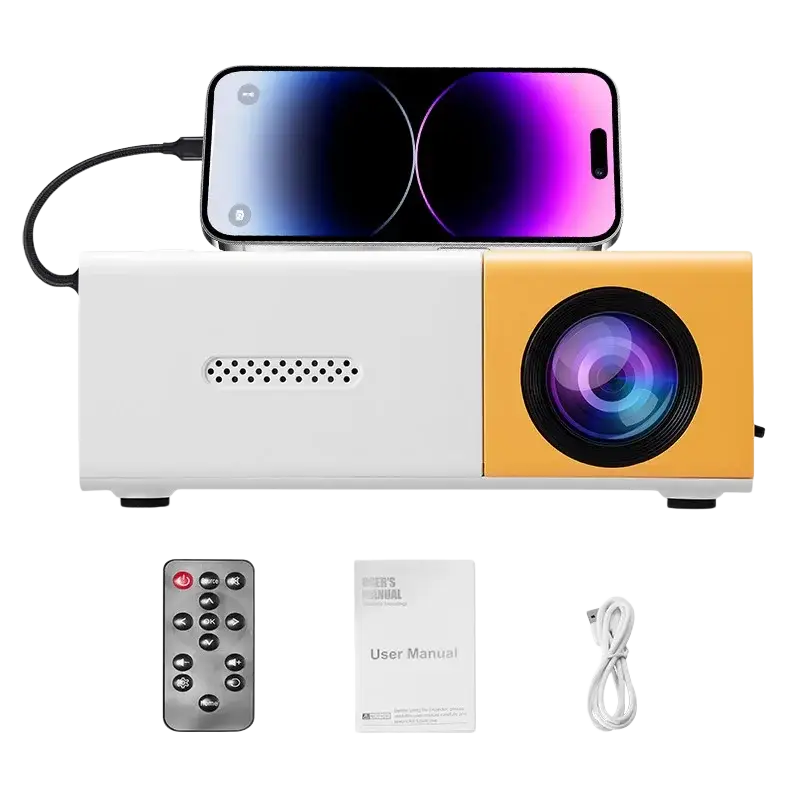 Mini projecteur portable avec prise en charge Full HD 1080P - Comprend une télécommande alimenté par USB idéal