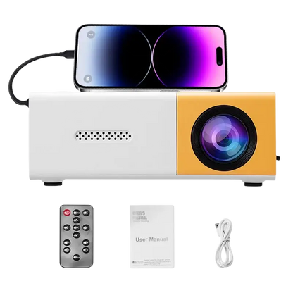 Mini projecteur portable avec prise en charge Full HD 1080P - Comprend une télécommande alimenté par USB idéal
