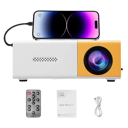 Mini projecteur portable avec prise en charge Full HD 1080P - Comprend une télécommande alimenté par USB idéal