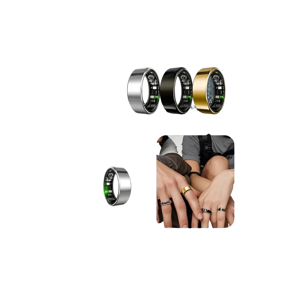 New R09 Smart Ring Men Women with Charging Case,Heart Rate Blood Oxygen,Skin Temperature Monitor,5ATM Waterproof For