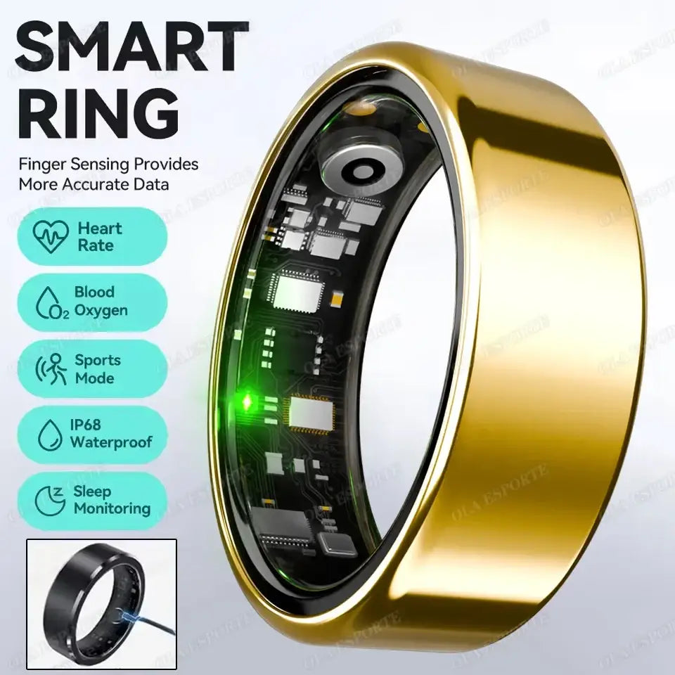 New R09 Smart Ring Men Women with Charging Case,Heart Rate Blood Oxygen,Skin Temperature Monitor,5ATM Waterproof For