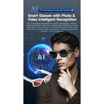 Nouveau 800W caméra AI lunettes hommes changement de couleur lunettes de traduction intelligentes Photo enregistrement