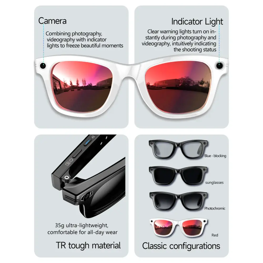 Nouveau 800W caméra AI lunettes hommes changement de couleur lunettes de traduction intelligentes Photo enregistrement