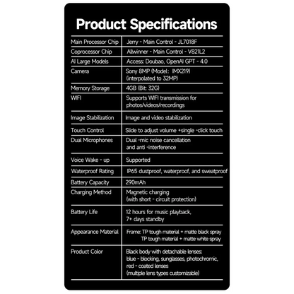 Nouveau 800W caméra AI lunettes hommes changement de couleur lunettes de traduction intelligentes Photo enregistrement