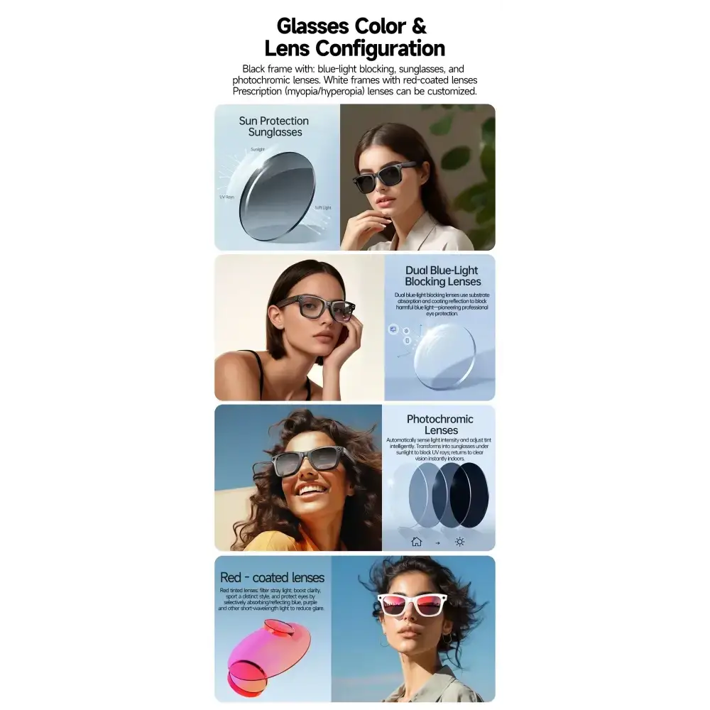 Nouveau 800W caméra AI lunettes hommes changement de couleur lunettes de traduction intelligentes Photo enregistrement