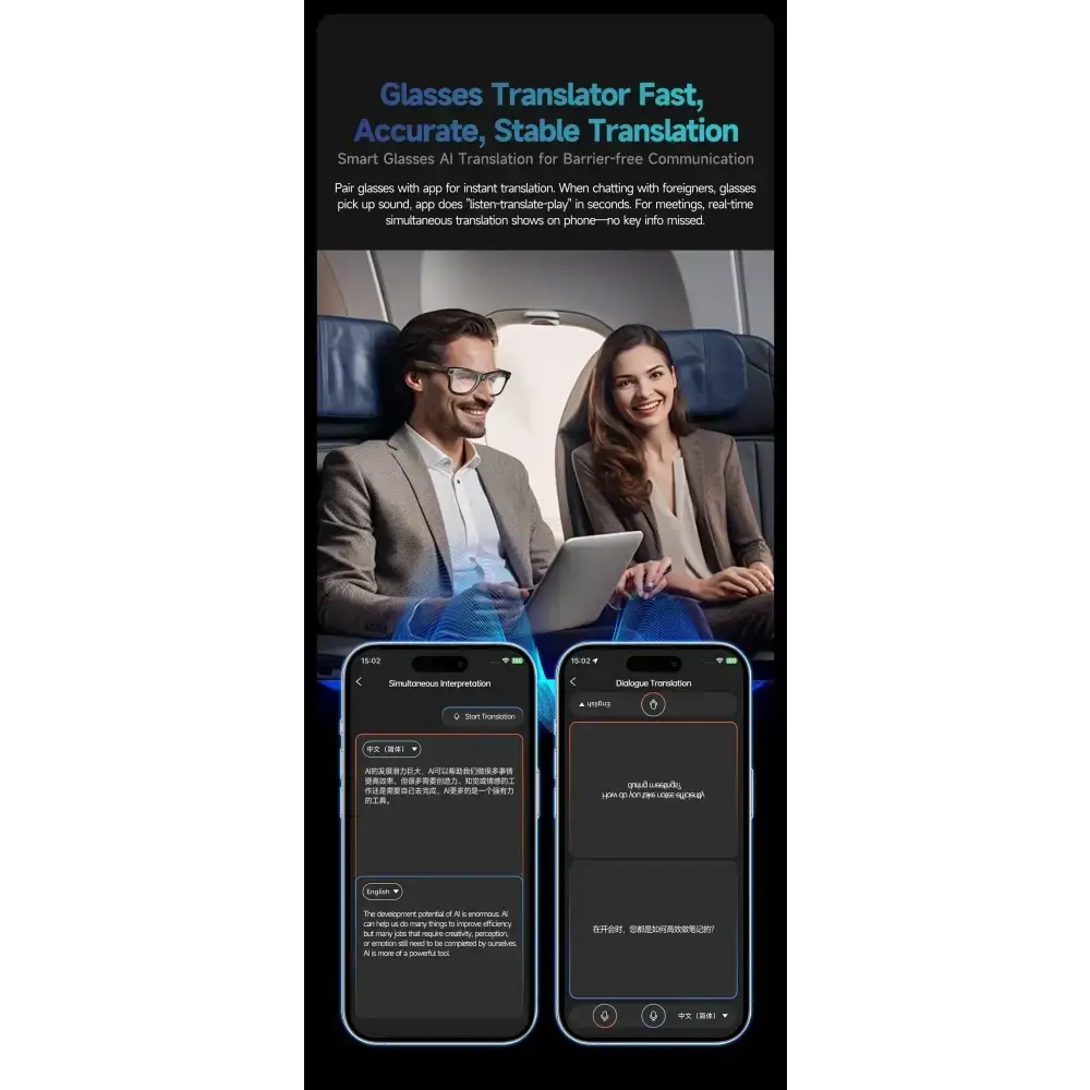 Nouveau 800W caméra AI lunettes hommes changement de couleur lunettes de traduction intelligentes Photo enregistrement