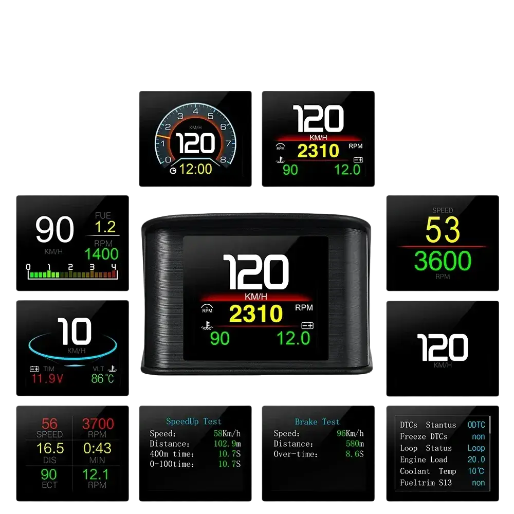 P10 affichage tête haute P10-Pro OBD compteur de vitesse numérique intelligent alarme de survitesse tachymètre tension