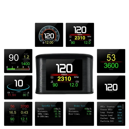 P10 affichage tête haute P10-Pro OBD compteur de vitesse numérique intelligent alarme de survitesse tachymètre tension
