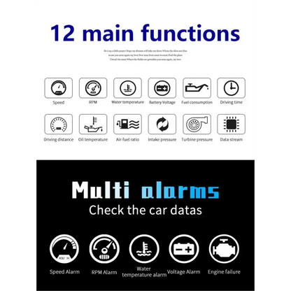 P10 affichage tête haute P10-Pro OBD compteur de vitesse numérique intelligent alarme de survitesse tachymètre tension