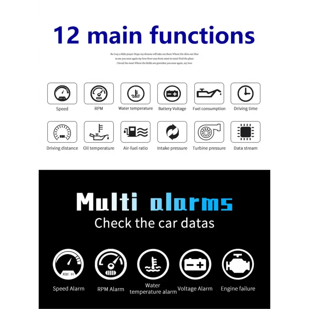P10 affichage tête haute P10-Pro OBD compteur de vitesse numérique intelligent alarme de survitesse tachymètre tension